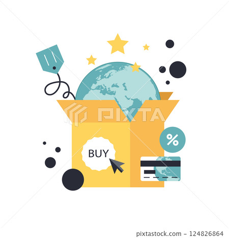 On line shopping and payment Methods. Mobile payments. Pay per click and online order. Flat vector illustration 124826864