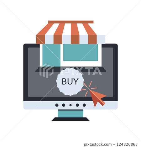 On line shopping and payment Methods. Mobile payments. Pay per click and online order. Flat vector illustration On line shopping and payment Methods. Mobile payments. Pay per click and online order. Flat vector illustration 124826865
