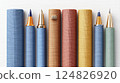 Colorful collection of elegant writing instruments arranged neatly on a light textured background 124826920