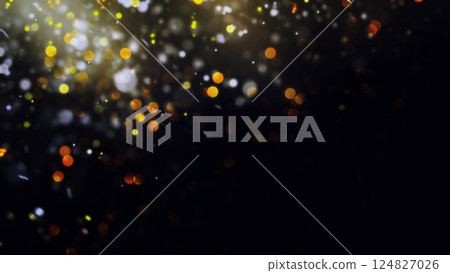 Background of golden defocused lights with copy space. Golden confetti defocused over the darkness Background of golden defocused lights with copy space. Golden confetti defocused over the darkness 124827026