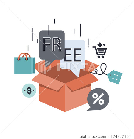 Freebie marketing concept. Flat vector illustration 124827101