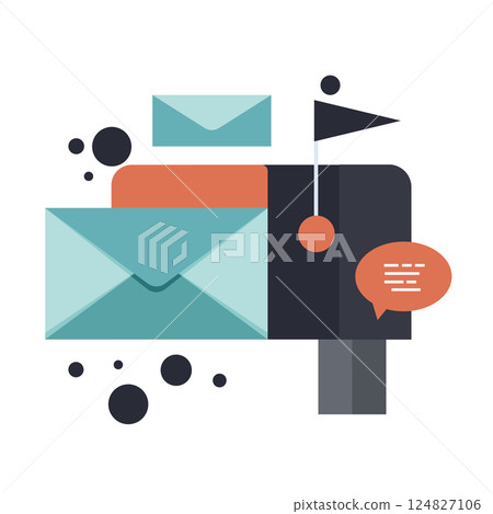 Mailbox with envelope vector icon in flat style isolated on white background Mailbox with envelope vector icon in flat style isolated on white background 124827106