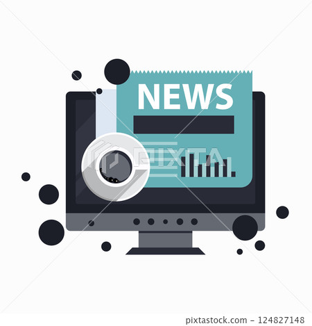 On line news concept. Read newspaper on your tablet or smart phone. Flat vector illustration On line news concept. Read newspaper on your tablet or smart phone. Flat vector illustration 124827148