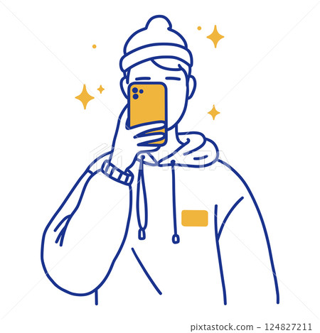 Influencer using a smartphone Influencer using a smartphone 124827211