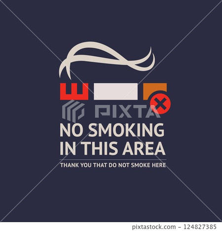No smoking sticker, label no smoking in this area 124827385