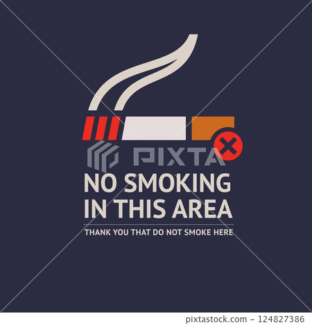 No smoking sticker, label no smoking in this area 124827386