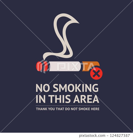 No smoking sticker, label no smoking in this area 124827387