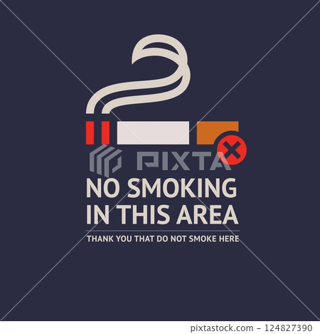 No smoking sticker, label no smoking in this area 124827390