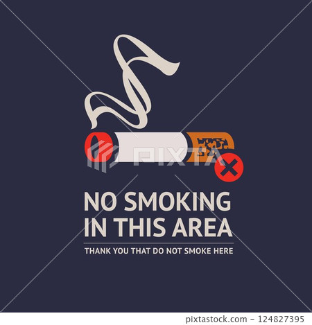 No smoking sticker, label no smoking in this area 124827395
