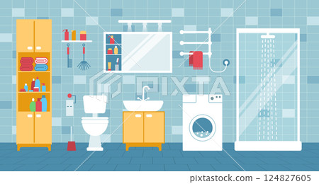 Bathroom interior vector illustration Bathroom interior vector illustration 124827605