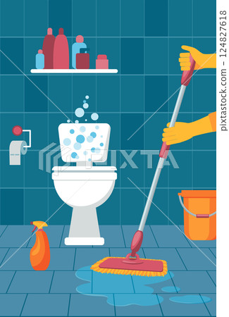 Bathroom interior cleaning 124827618