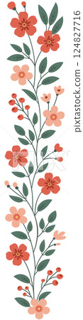 Vertical border with spring flowers. Flowers decor in flat design style 124827716