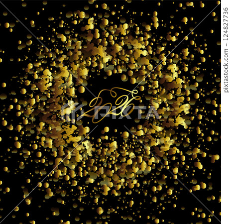 2026 golden numbers. Golden splashes. hand drawing. Not AI, Vector illustrations. 124827736