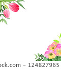 Watercolor spring flowers, hand-drawn illustration, tulips, primrose 124827965