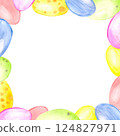 Square frame of watercolor Easter eggs 124827971