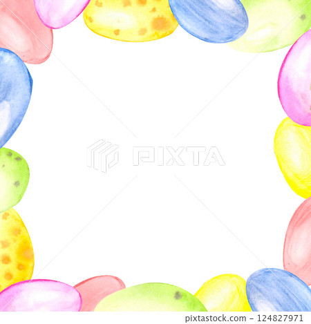 Square frame of watercolor Easter eggs Square frame of watercolor Easter eggs 124827971