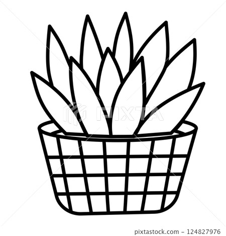 Potted plant line art vector icon for apps and websites 124827976