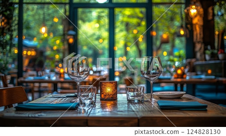 Charming vintage restaurant interior with elegant decor and cozy atmosphere for dining 124828130