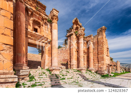 Jerash, Jordan. Propylaeum, Temple of Artemis in the ancient Gerasa. 124828367
