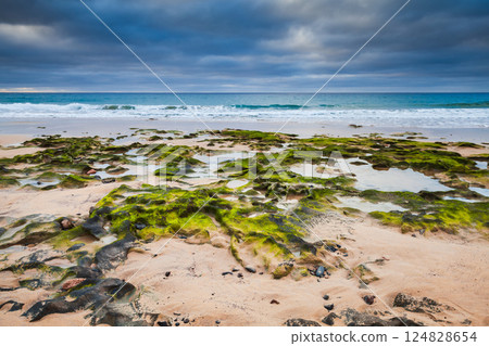 Porto Santo, Portugal. A picturesque coastal view showcasing a rocky coast 124828654