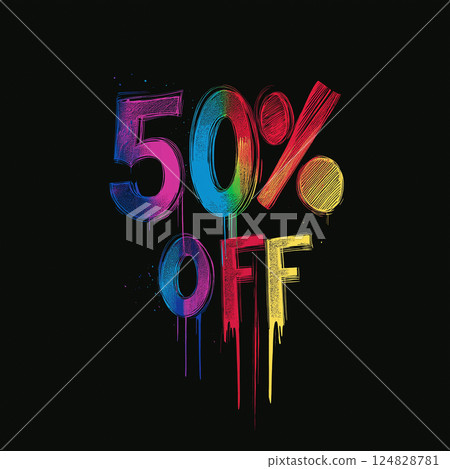Colorful discount graphic for artistic sale promotion and creative design 124828781