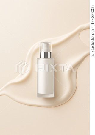Elegant skincare bottle with cream and serum for beauty and moisturization in an elegant setting 124828835