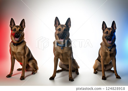 Malinois subrace dog as a pet and companion animal, showcasing loyalty and obedience Malinois subrace dog as a pet and companion animal, showcasing loyalty and obedience 124828918