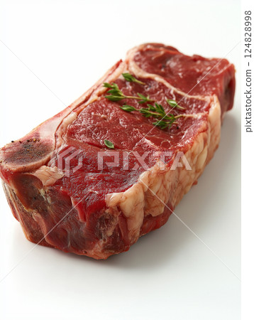 Premium juicy steak, a marbled cut of fresh raw beef perfect for meat lovers 124828998
