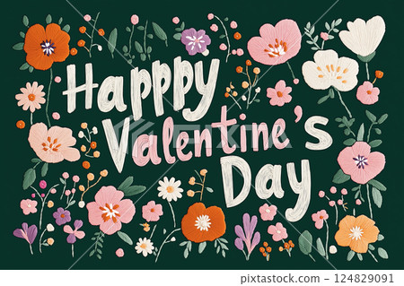 Valentine greeting with floral design for a happy holiday card and romantic celebration. Valentine greeting with floral design for a happy holiday card and romantic celebration. 124829091