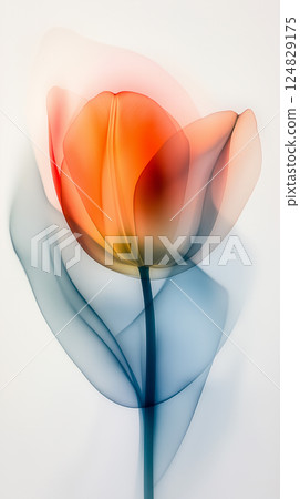 Colorful artistic tulip flower with abstract blurred petals in nature 124829175
