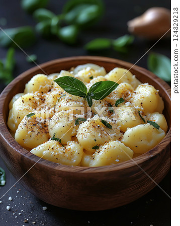 Delicious Italian Gnocchi with Basil and Herbs: A Savory Meal for Dinner Delicious Italian Gnocchi with Basil and Herbs: A Savory Meal for Dinner 124829218