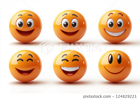 Emoji smiley facial expression with yellow round digital cartoon animation happy face design Emoji smiley facial expression with yellow round digital cartoon animation happy face design 124829221
