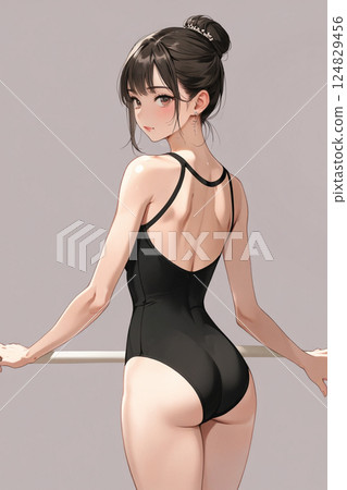 穿著緊身衣的年輕女子 124829456