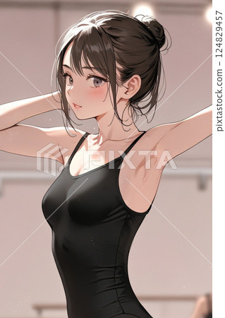 穿著緊身衣的年輕女子 穿著緊身衣的年輕女子 124829457