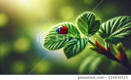 瓢蟲和晨露 124830325