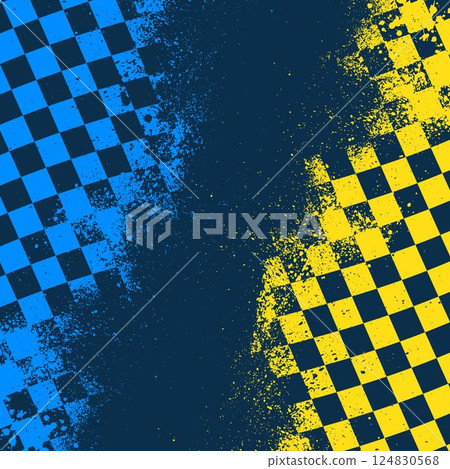 Checkered blue and yellow grunge wallpaper 124830568