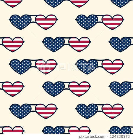 Heart shape USA glasses background 124830573