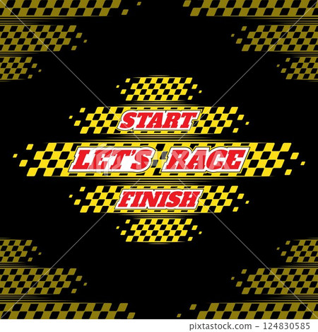 Racing checkered frame black text 124830585