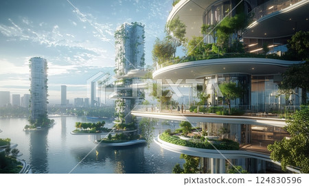 與自然共存的未來漂浮城市 124830596