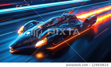 高速行駛的未來主義賽車 124830618