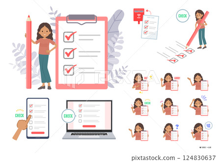 一組黑皮膚的女人在檢查箱子 124830637