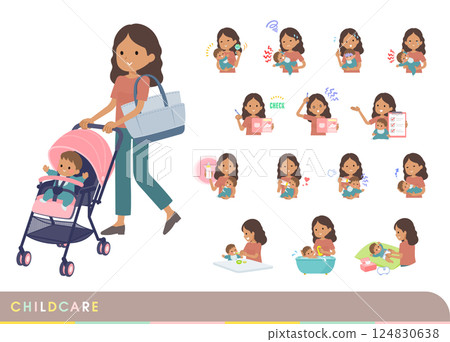 一組黑皮膚的婦女照顧嬰兒 124830638