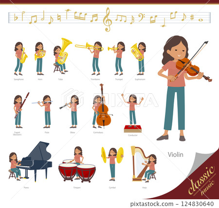 一組黑皮膚的女人表演古典音樂 124830640