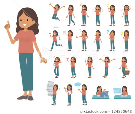 A set of dark skinned women expressing various emotions 124830648