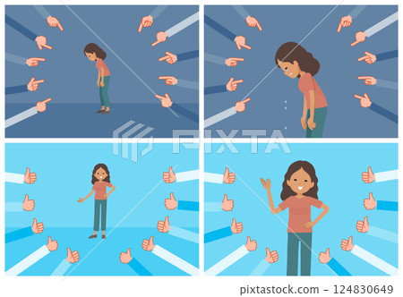 A set of dark skinned women receiving evaluations 124830649