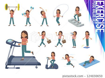 Set of dark skinned women on exercise and sports Set of dark skinned women on exercise and sports 124830650