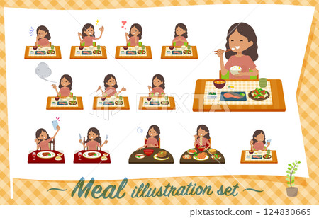 Set of dark skinned women on diet 124830665