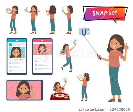 一群黑皮膚的女人用智慧型手機拍照 124830669