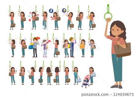 Set of dark skinned women riding trains Set of dark skinned women riding trains 124830673