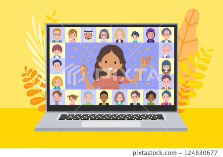 A set of dark skinned women giving online presentations A set of dark skinned women giving online presentations 124830677